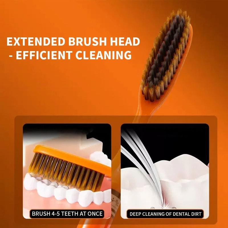 6Pack HighGrade Orange Light Luxury Toothbrush Deep Cleaning Oral Care For Adults 1