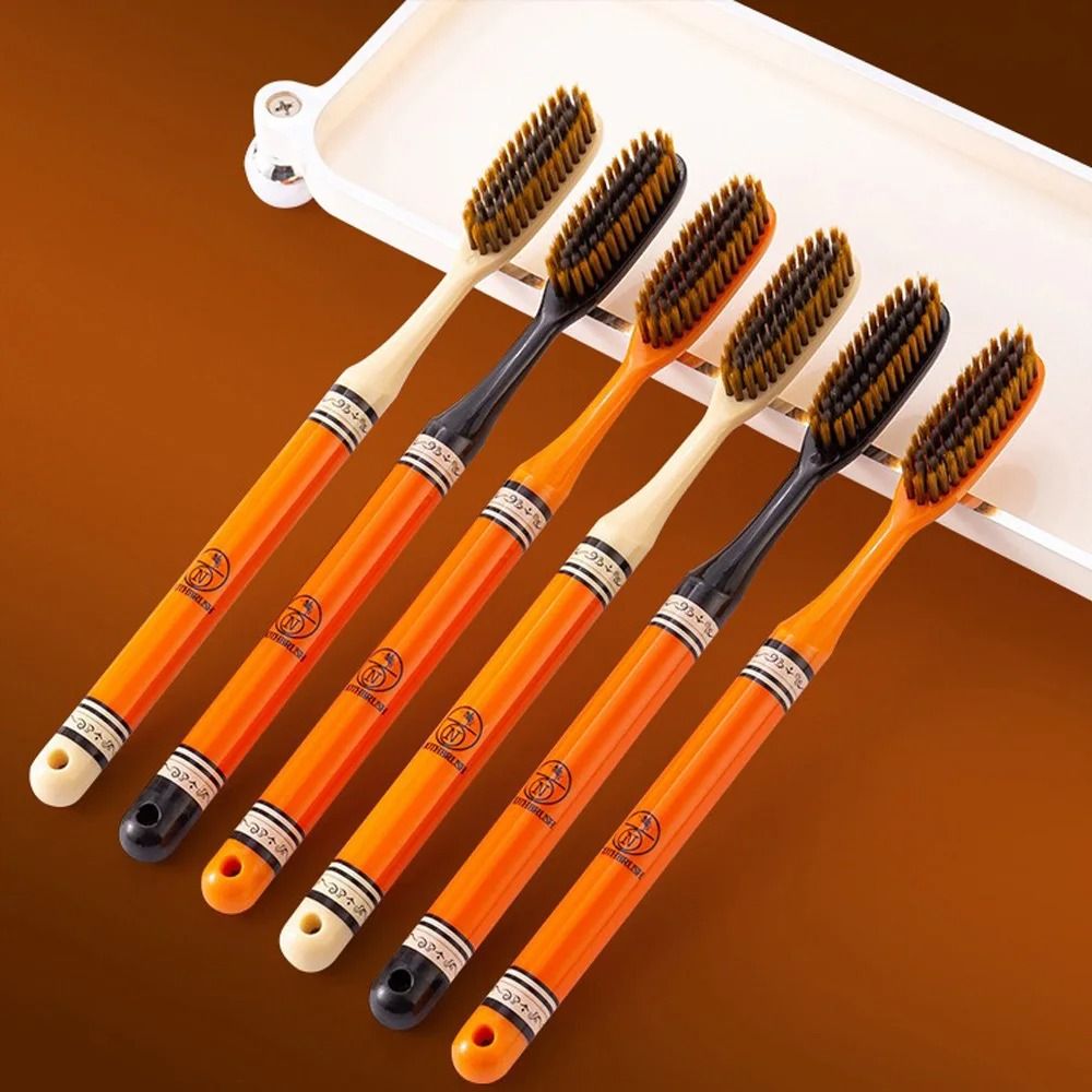 6Pack HighGrade Orange Light Luxury Toothbrush Deep Cleaning Oral Care For Adults 4