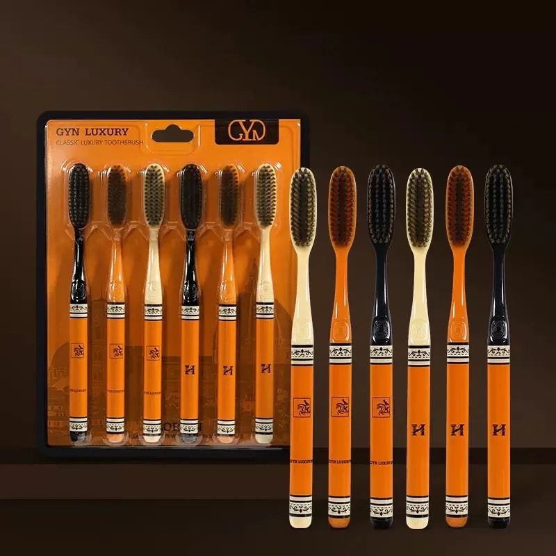 6Pack HighGrade Orange Light Luxury Toothbrush Deep Cleaning Oral Care For Adults 6