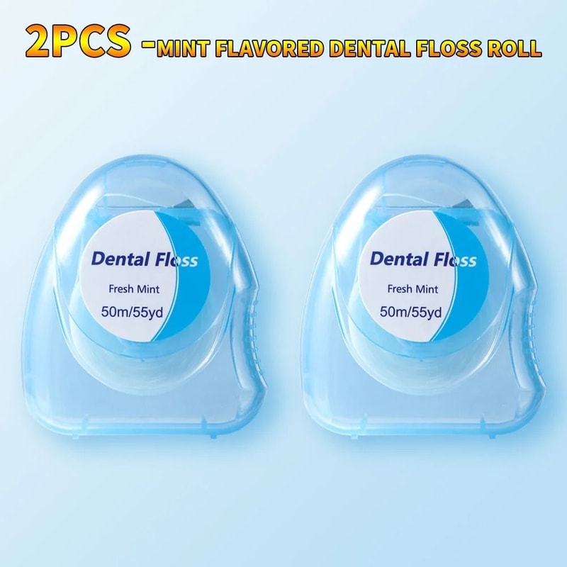 Premium Mint Flavored Dental Floss Roll 50m Professional Interdental Cleaning Oral Care 9