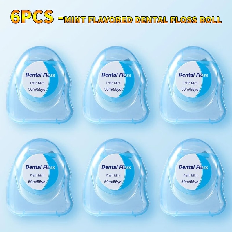 Premium Mint Flavored Dental Floss Roll 50m Professional Interdental Cleaning Oral Care 6