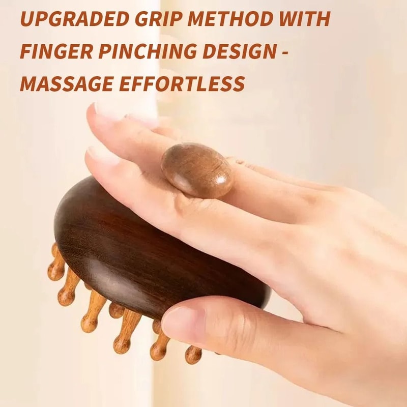 1pc Disc Wooden Scalp Head Massager Natural Hair Meridian Massage Comb 2