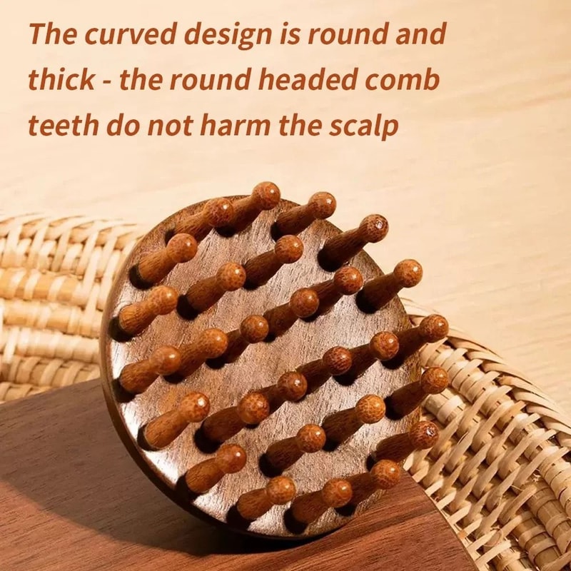 1pc Disc Wooden Scalp Head Massager Natural Hair Meridian Massage Comb 3