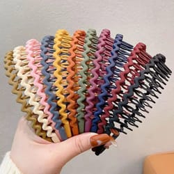 fashion wave toothed headband – solid color non-slip hair band for sports & face wash