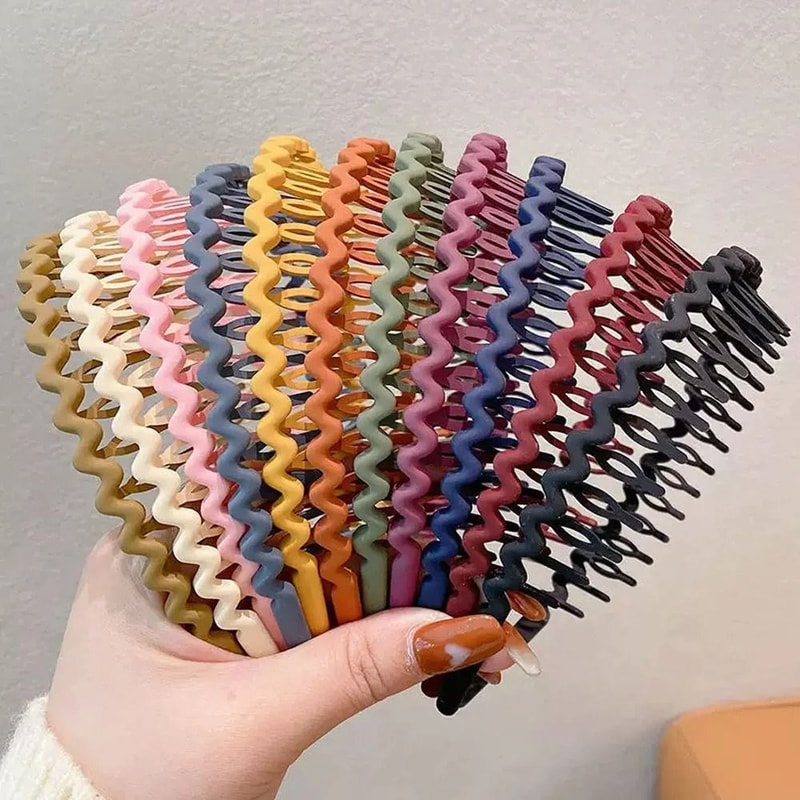 Fashion Wave Toothed Headband Solid Color NonSlip Hair Band For Sports Face Wash 0