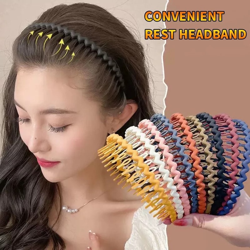 Fashion Wave Toothed Headband Solid Color NonSlip Hair Band For Sports Face Wash 1