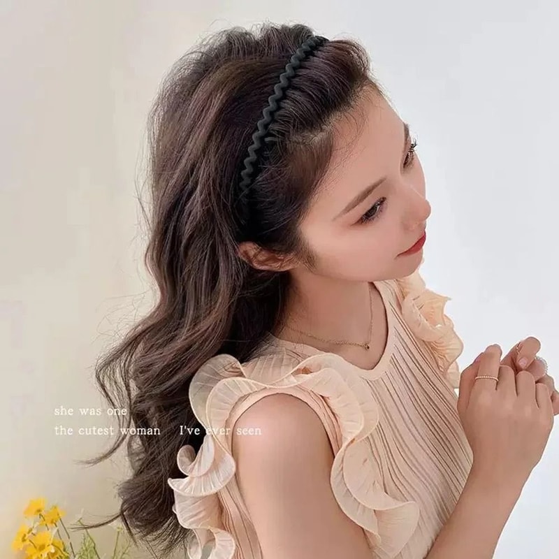 Fashion Wave Toothed Headband Solid Color NonSlip Hair Band For Sports Face Wash 4