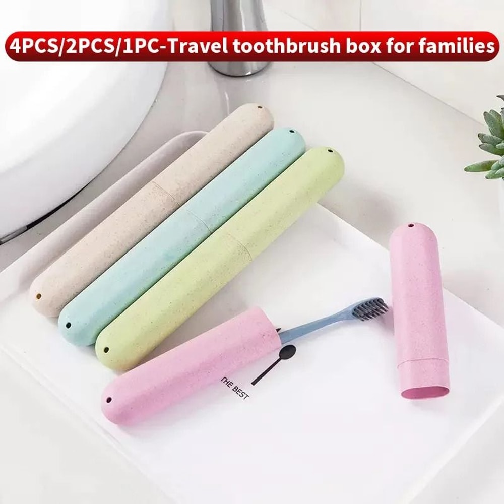 4PCS2PCS1PC Wheat Straw Travel Toothbrush Case EcoFriendly Portable Storage Container 0