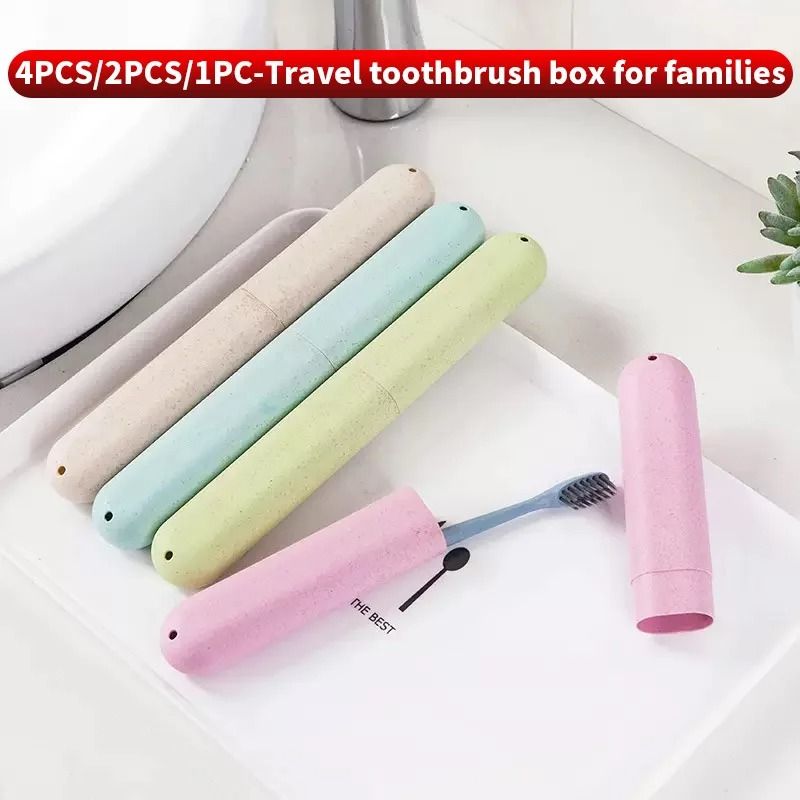4PCS2PCS1PC Wheat Straw Travel Toothbrush Case EcoFriendly Portable Storage Container 0