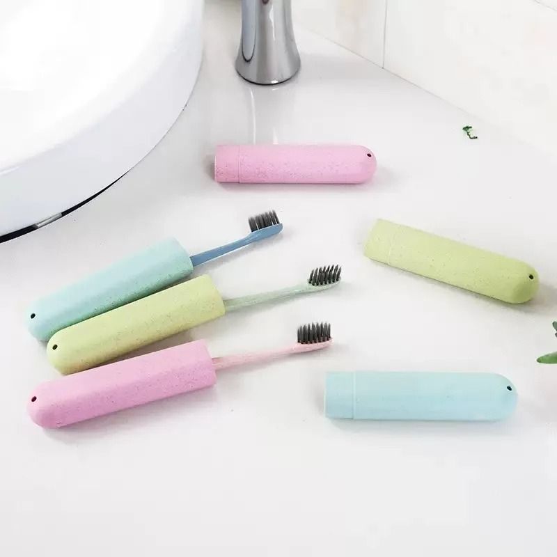 4PCS2PCS1PC Wheat Straw Travel Toothbrush Case EcoFriendly Portable Storage Container 2