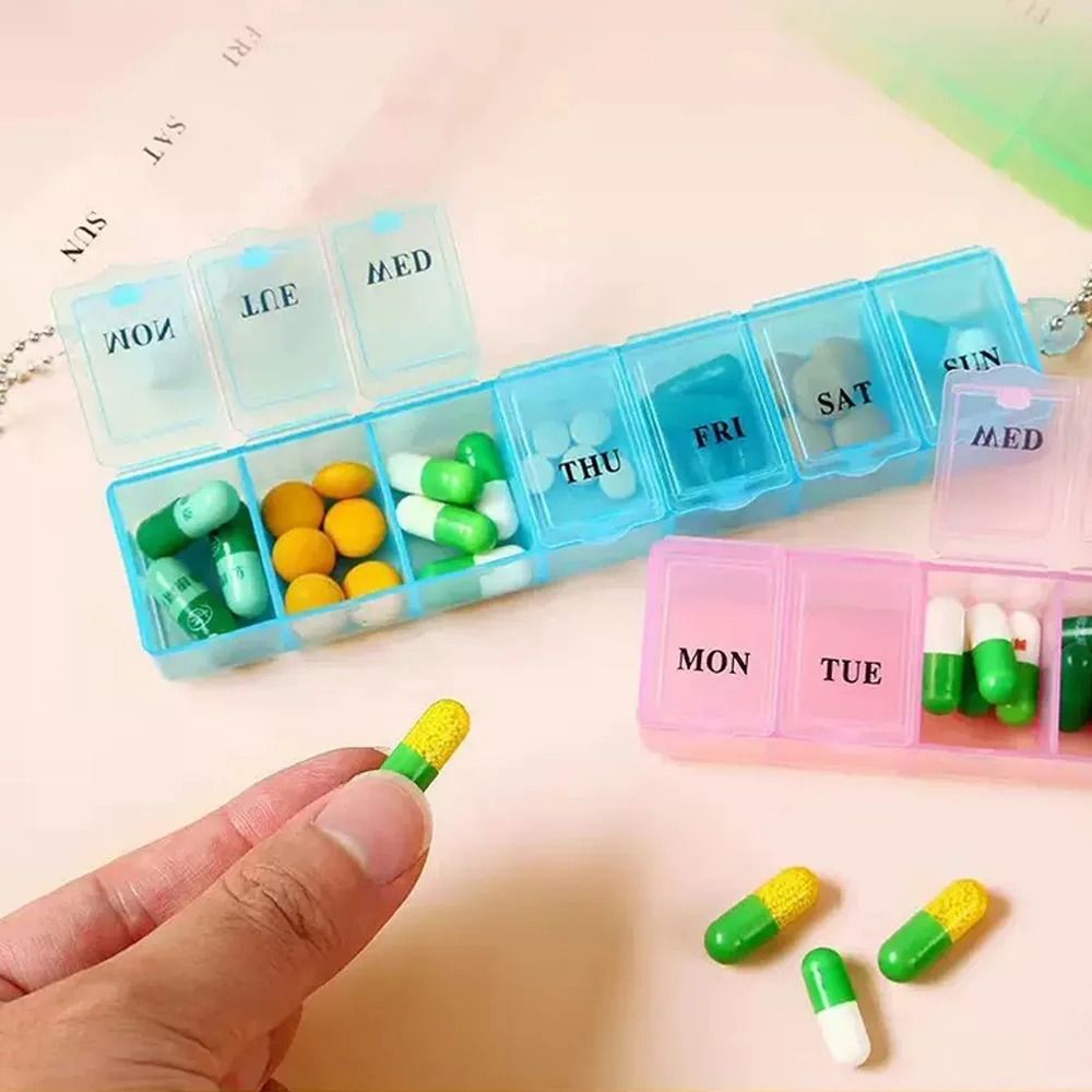 Mini 7Grid Transparent Medicine Storage Box Portable Daily Pill Organizer Jewelry Case 1