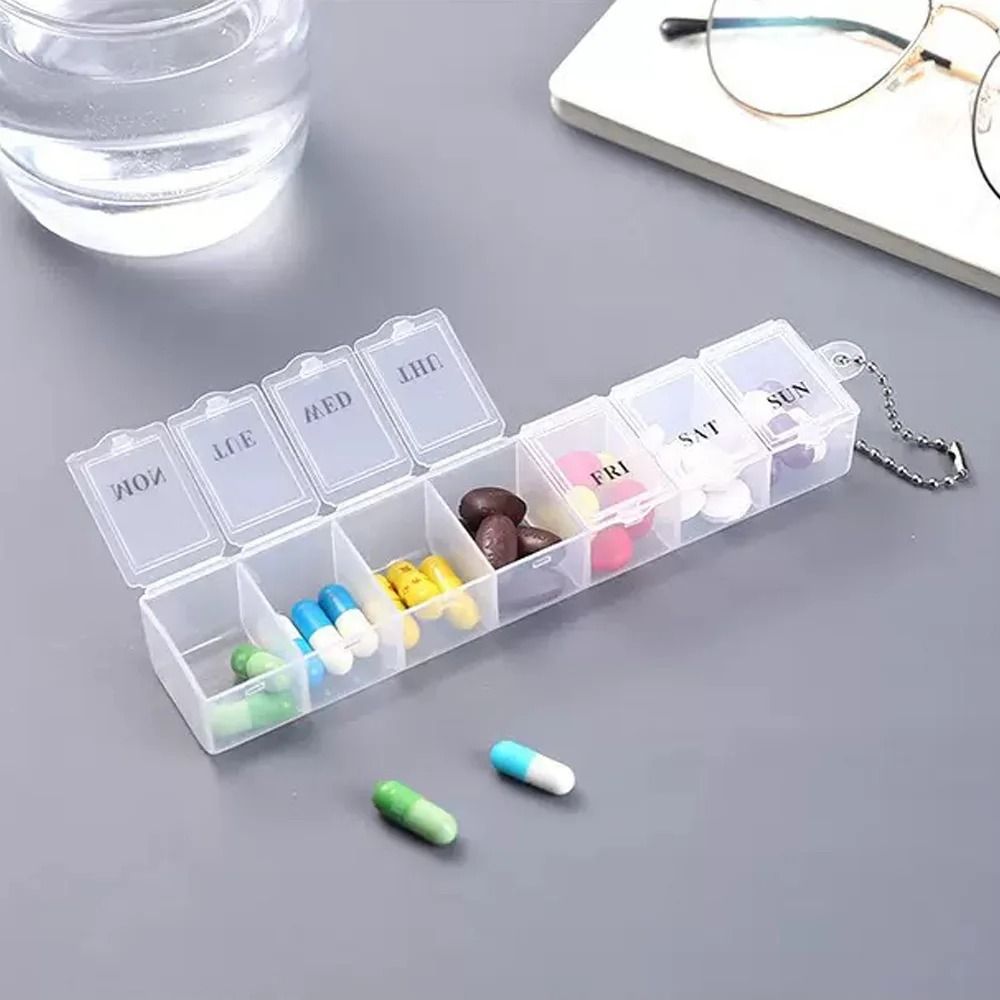 Mini 7Grid Transparent Medicine Storage Box Portable Daily Pill Organizer Jewelry Case 3