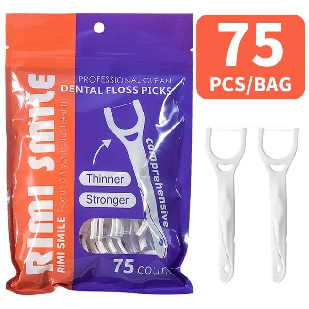 75PCS Professional Dental Floss Picks HighTenacity Posterior Floss Rods 1