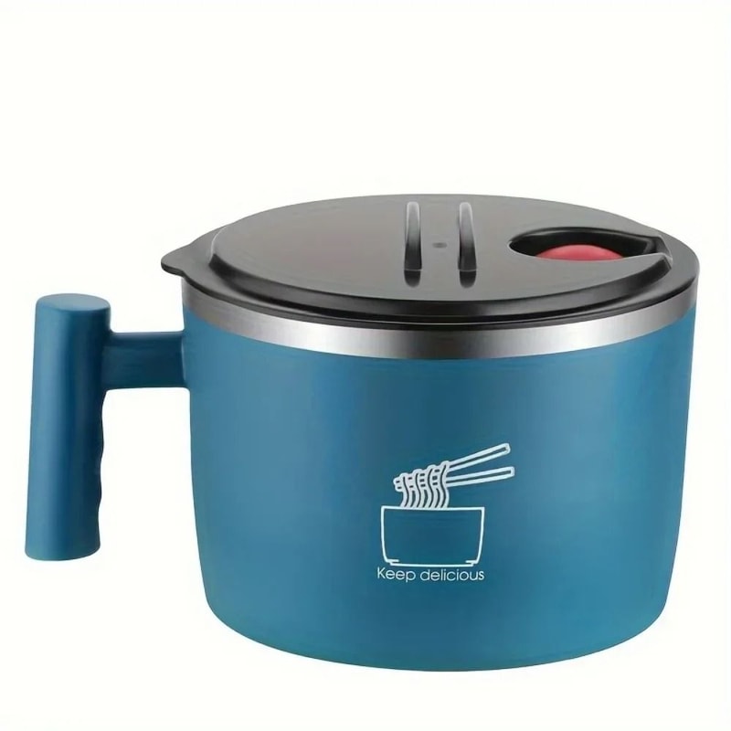 Stainless Steel Ramen Bowl Insulated Lunch Container 1000ml Large Soup Bowl With Phone Stand 8
