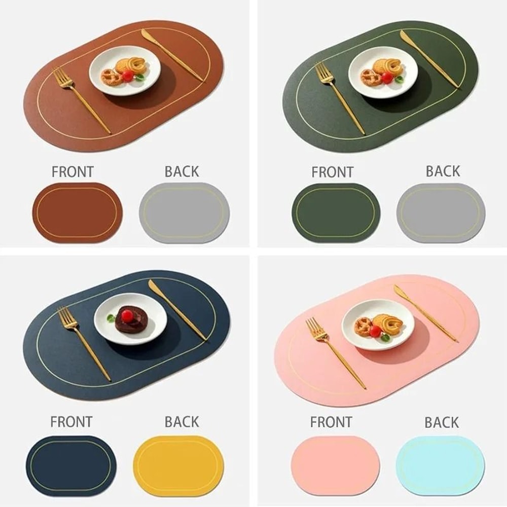Premium Leather Table Placemats Set HeatResistant Waterproof Dining Decor 1