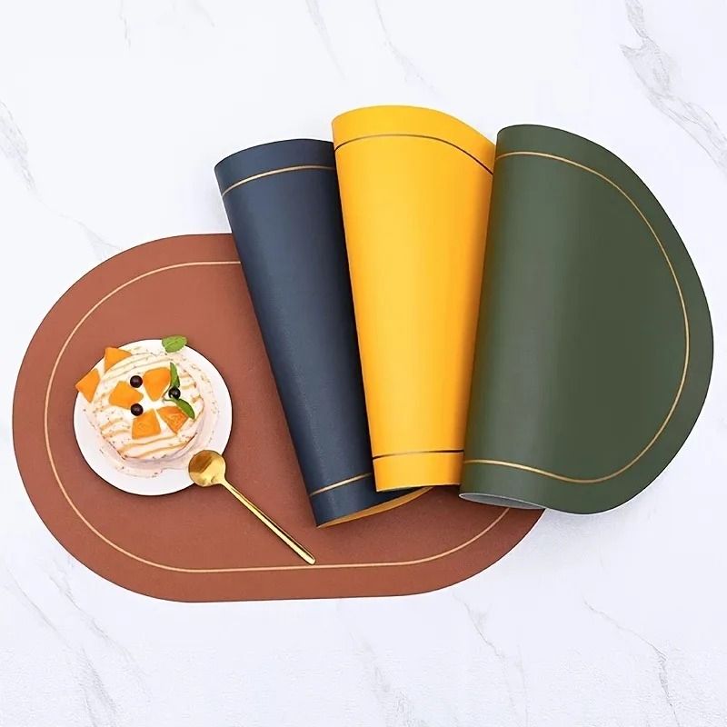Premium Leather Table Placemats Set HeatResistant Waterproof Dining Decor 5