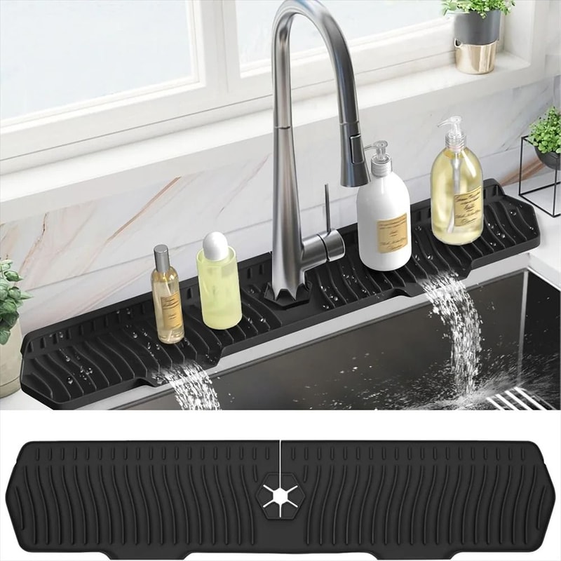 Premium Silicone Kitchen Sink Splash Guard Draining Mat Faucet Sink Protector 0