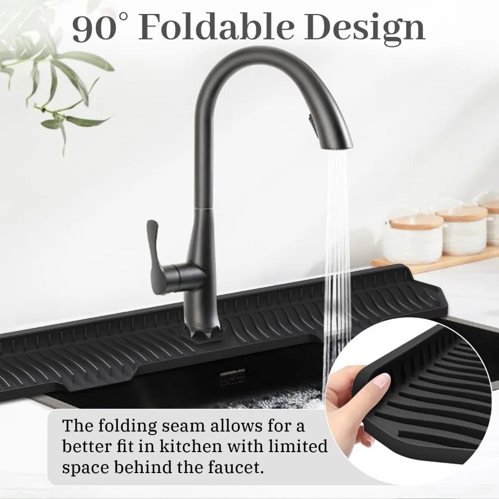 Premium Silicone Kitchen Sink Splash Guard Draining Mat Faucet Sink Protector 1