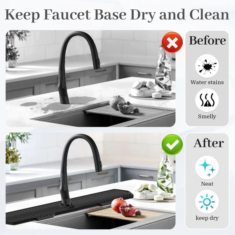 Premium Silicone Kitchen Sink Splash Guard Draining Mat Faucet Sink Protector 3