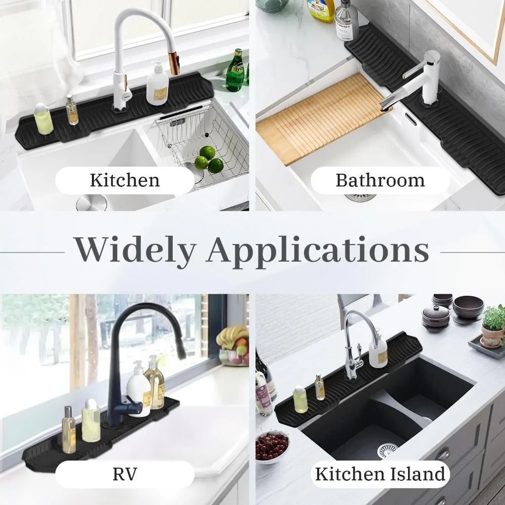 Premium Silicone Kitchen Sink Splash Guard Draining Mat Faucet Sink Protector 4