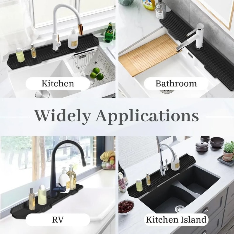 Premium Silicone Kitchen Sink Splash Guard Draining Mat Faucet Sink Protector 4