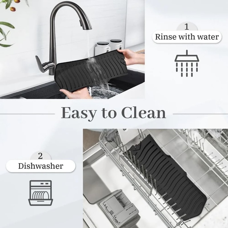 Premium Silicone Kitchen Sink Splash Guard Draining Mat Faucet Sink Protector 5
