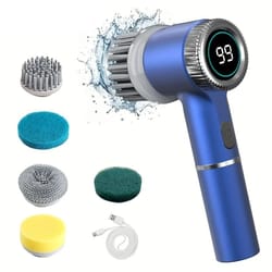 electric spin scrubber – rechargeable handheld shower & tile scrubber with 5 replaceable heads