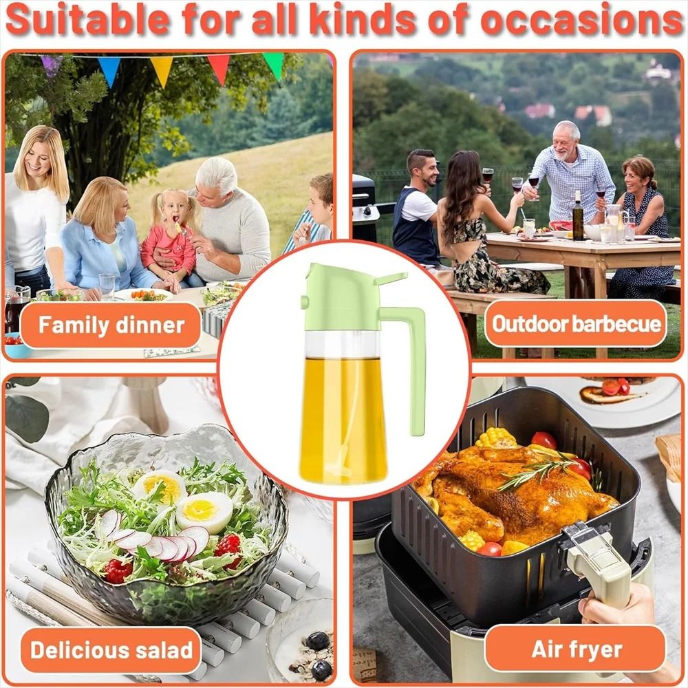 16oz470ML Glass Oil Dispenser 2in1 Automatic Flip Lid Cooking Sprayer 5
