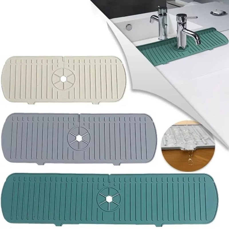 Premium Silicone Sink Splash Guard Kitchen Tap Drain Mat Drip Catcher Tray 0