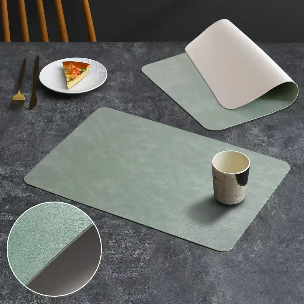 Premium Faux Leather Placemats DoubleSided HeatResistant Waterproof Dining Set 6
