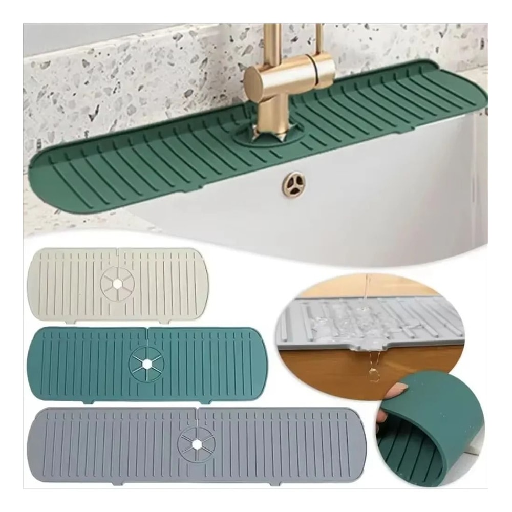 Kitchen Silicone Faucet Mat Water Ripple Sink Splash Pad Bathroom Countertop Protector 3
