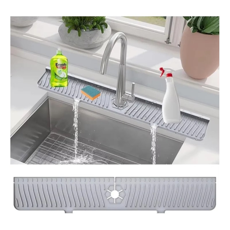 Kitchen Silicone Faucet Mat Water Ripple Sink Splash Pad Bathroom Countertop Protector 4