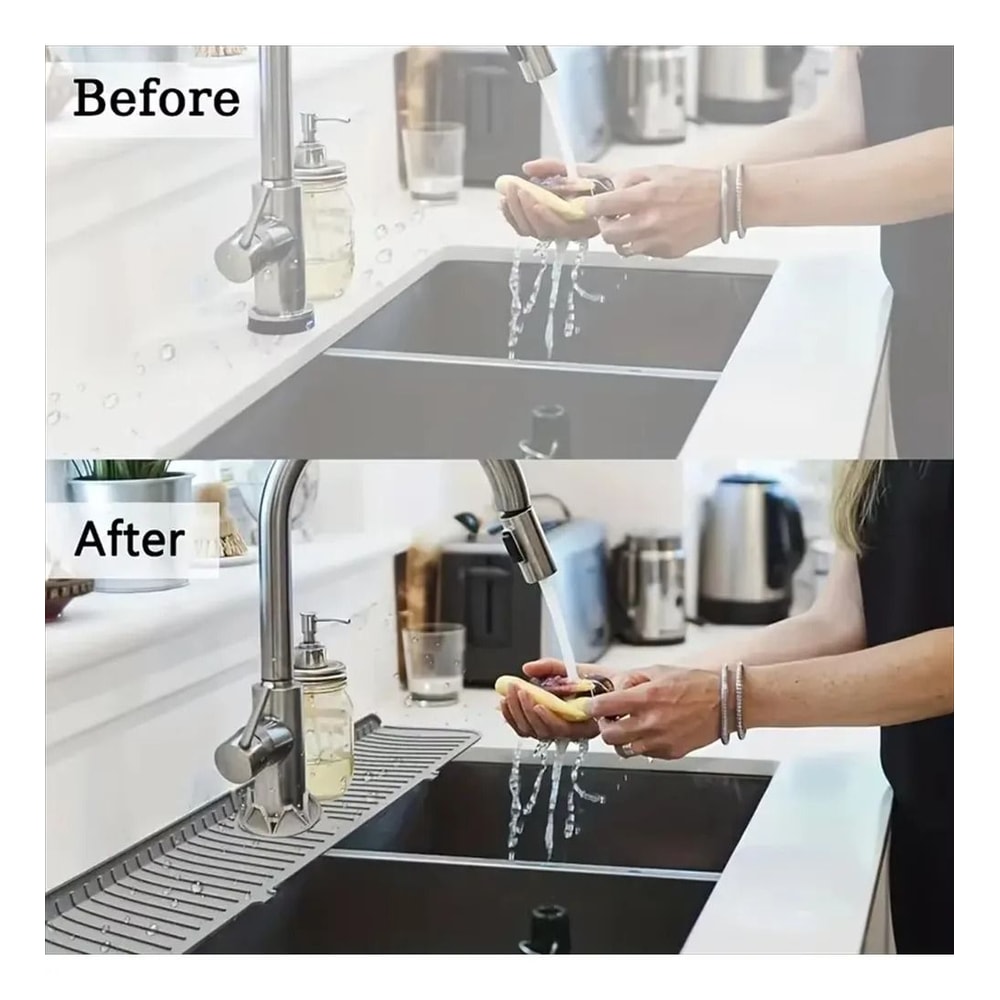 Kitchen Silicone Faucet Mat Water Ripple Sink Splash Pad Bathroom Countertop Protector 5