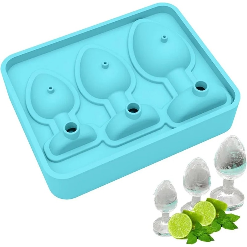 Premium Funny Silicone Ice Cube Maker EasyFill LeakProof Tray With Lid 0
