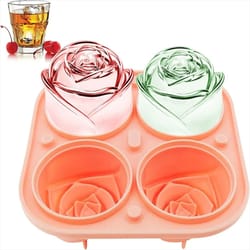 3d rose ice molds – large flower-shaped silicone trays for whiskey & cocktails