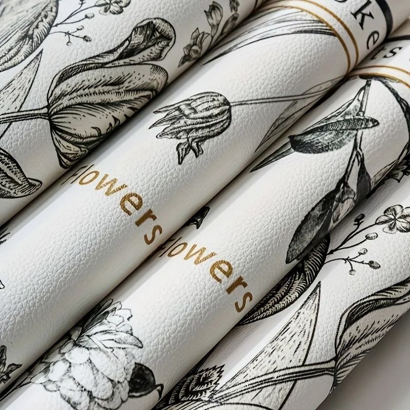 Floral Elliptical PU Leather Placemats Waterproof HeatResistant Sketch Flower Table Mats 4