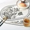 Floral Elliptical PU Leather Placemats Waterproof HeatResistant Sketch Flower Table Mats 5