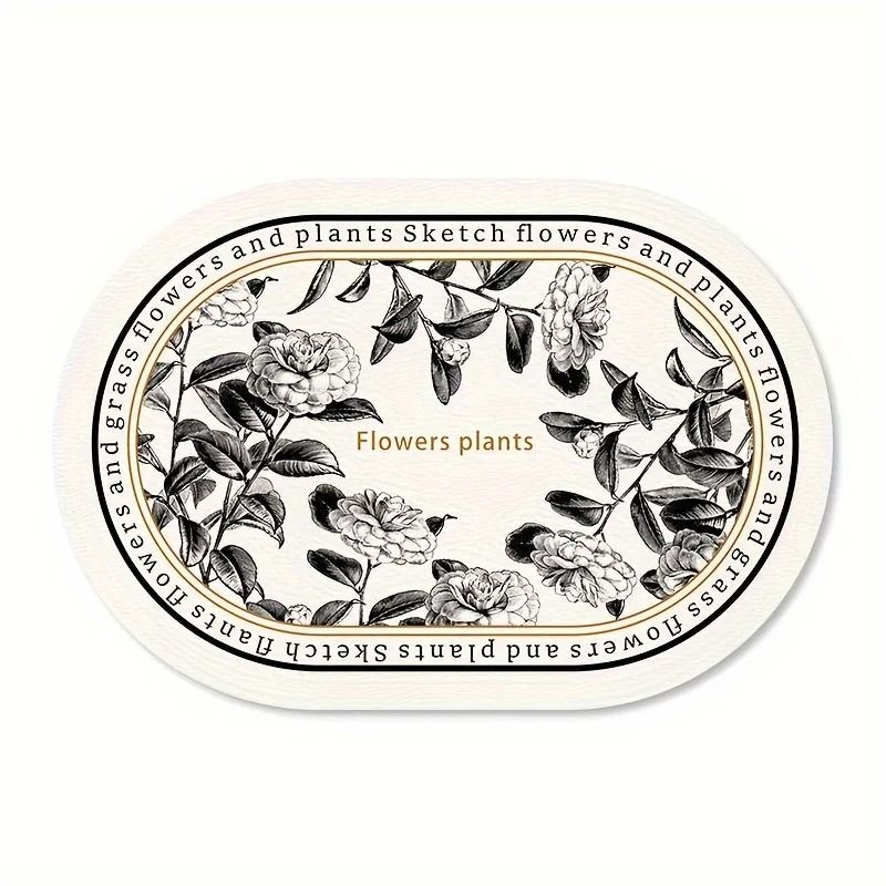 Floral Elliptical PU Leather Placemats Waterproof HeatResistant Sketch Flower Table Mats 9