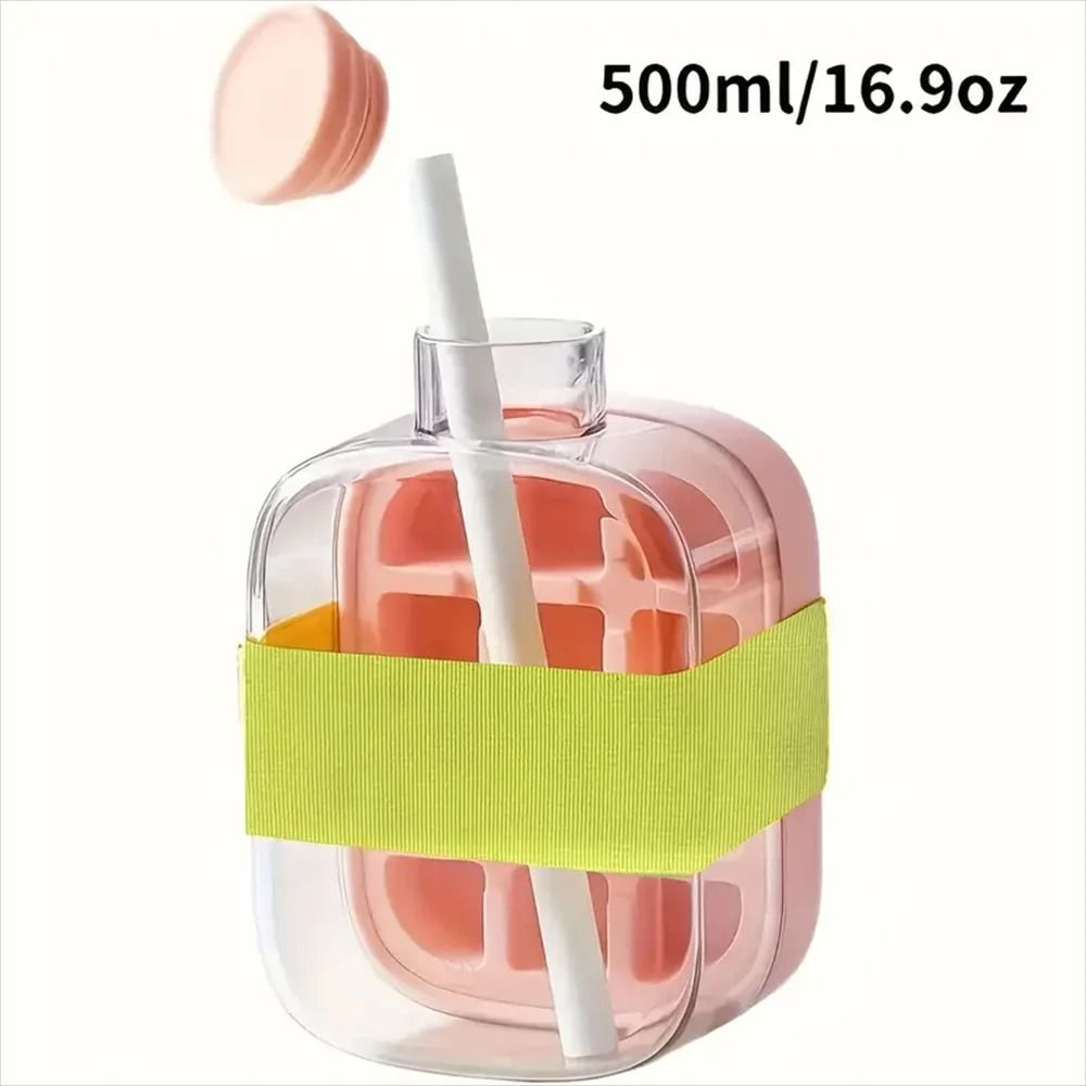 2in1 Press Ice Cube Mold Portable Water Bottle LeakProof Ice Cube Tray With Bin 9