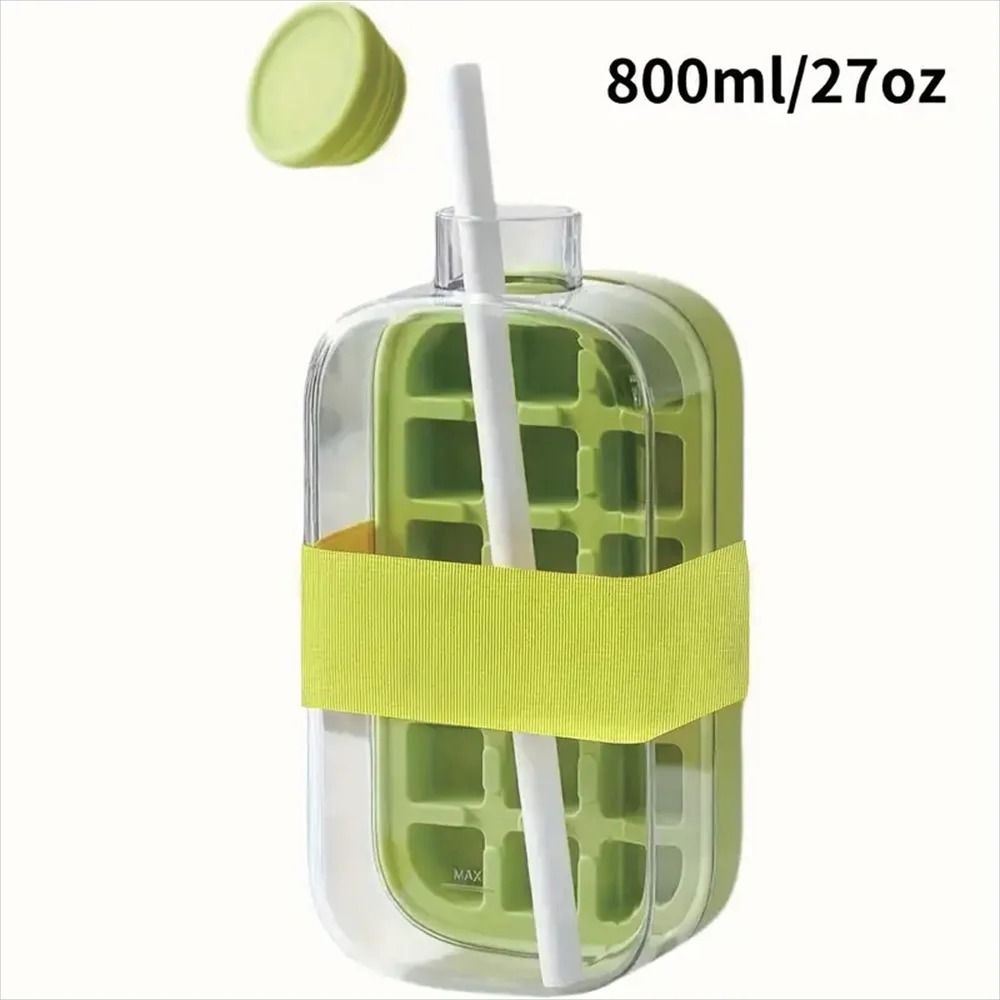 2in1 Press Ice Cube Mold Portable Water Bottle LeakProof Ice Cube Tray With Bin 11