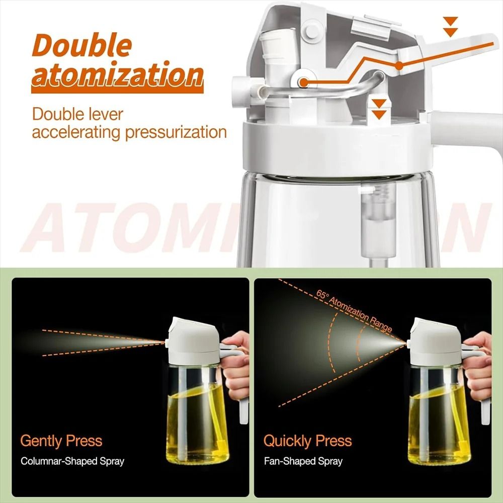 Premium 2in1 Olive Oil Sprayer Dispenser 16oz470ml Borosilicate Glass Bottle 2