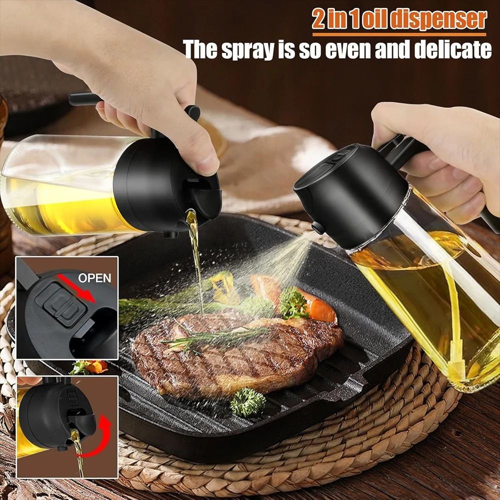 Premium 2in1 Olive Oil Sprayer Dispenser 16oz470ml Borosilicate Glass Bottle 4