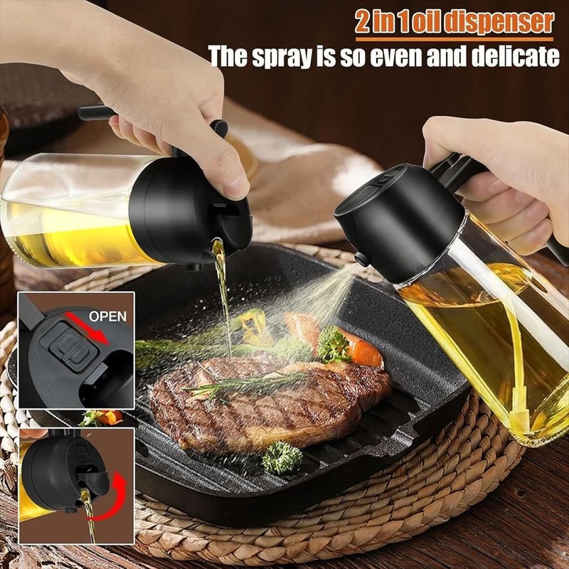Premium 2in1 Olive Oil Sprayer Dispenser 16oz470ml Borosilicate Glass Bottle 4