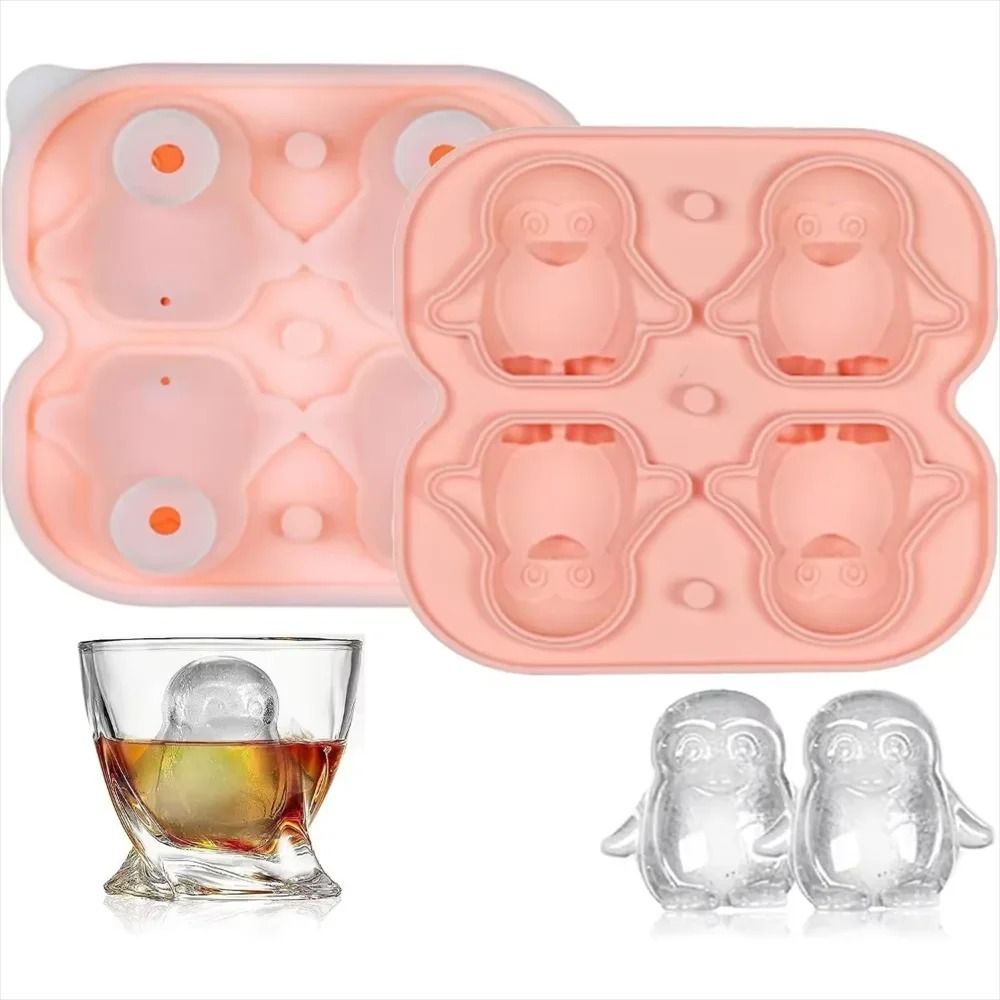 Premium Penguin Silicone Ice Cube Tray 3D Novelty Flower Animal Mold With LeakProof Lid 9