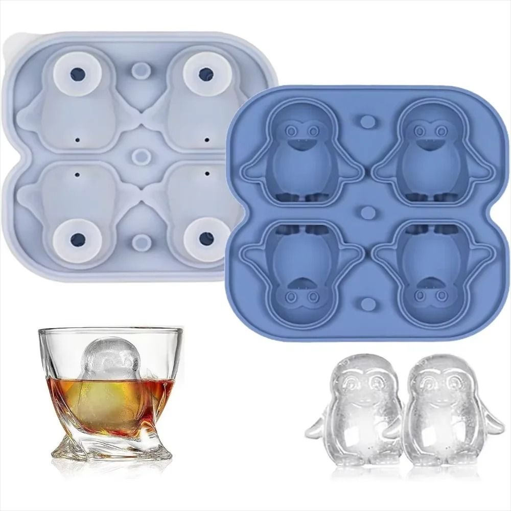 Premium Penguin Silicone Ice Cube Tray 3D Novelty Flower Animal Mold With LeakProof Lid 8