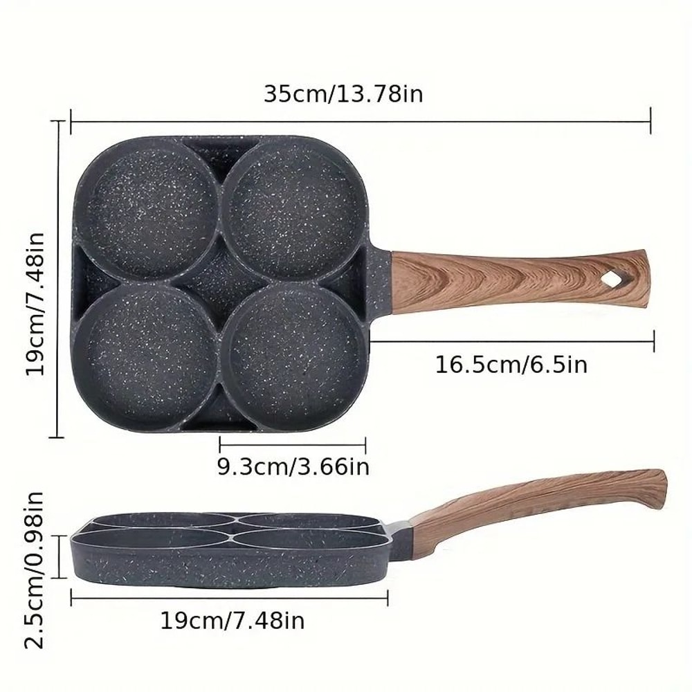 4Cup NonStick Egg Frying Pan Divided Pancake Omelette Burger Pan For Breakfast 1