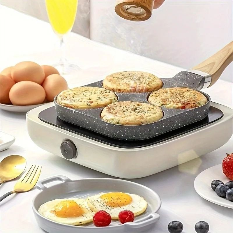 4Cup NonStick Egg Frying Pan Divided Pancake Omelette Burger Pan For Breakfast 3