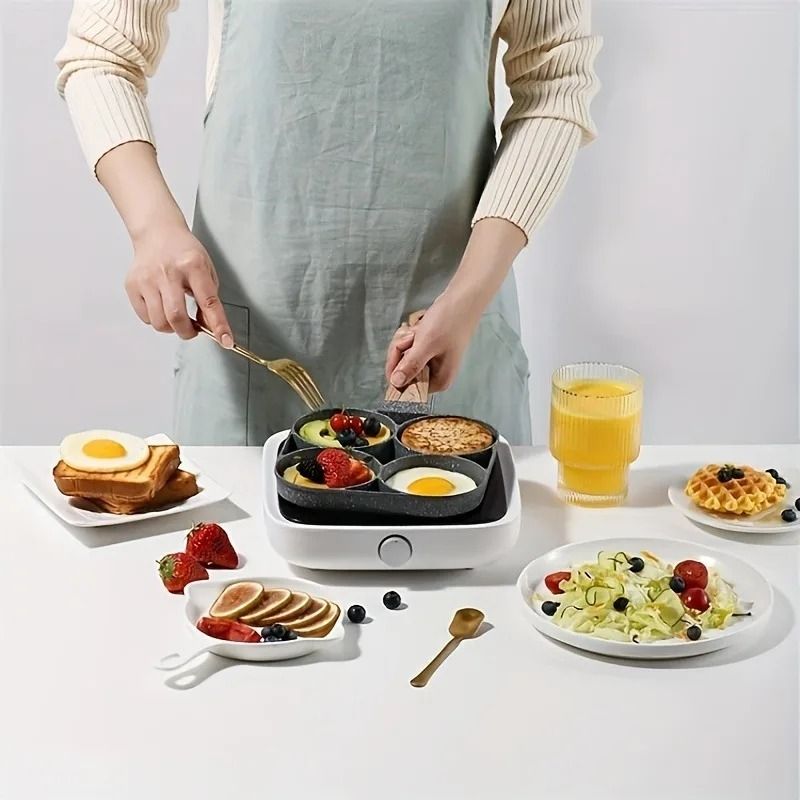 4Cup NonStick Egg Frying Pan Divided Pancake Omelette Burger Pan For Breakfast 4