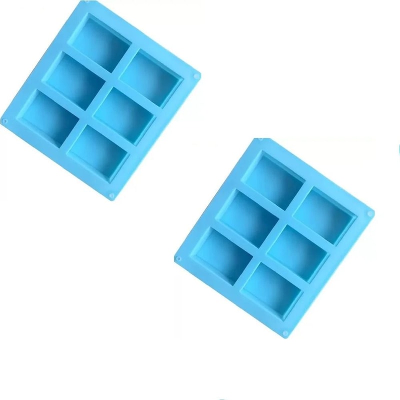 Square Silicone Soap Baking Mold 6Compartment NonStick Brownie Cupcake Pan 8