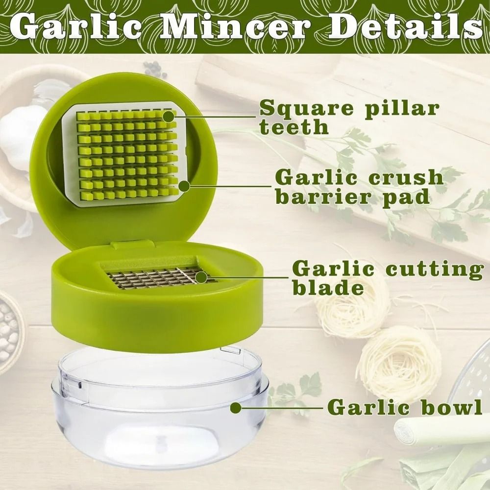 Multifunctional Manual Garlic Press Slicer Handheld Ginger Masher With Integrated Storage Case 3